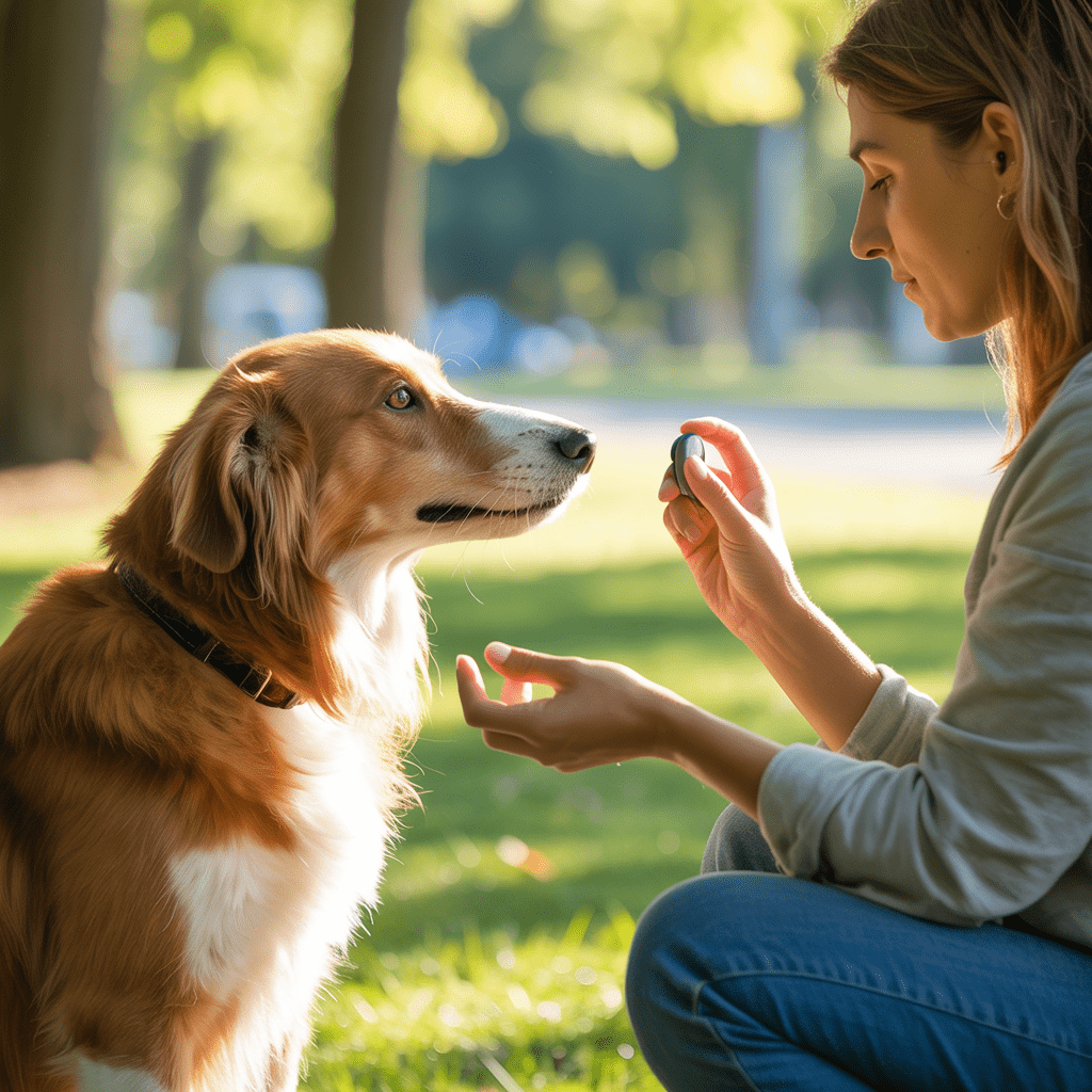 Hundetraining mit Clicker – positive Verstärkung im Freien.
