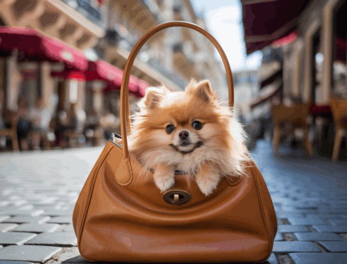 Modehund als Accessoire – Symbol für den Designerhund-Trend.