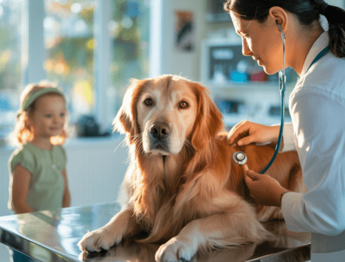Hund wird routinemäßig beim Tierarzt untersucht