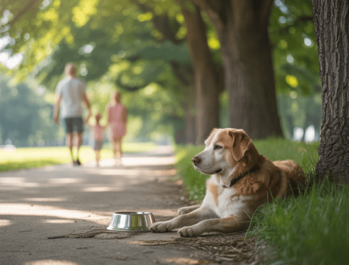 Trinkpause unterwegs mit Kind und Hund
