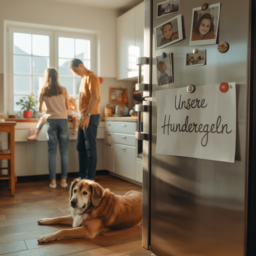 familie erstellt klare regeln fürs hundetraining im alltag