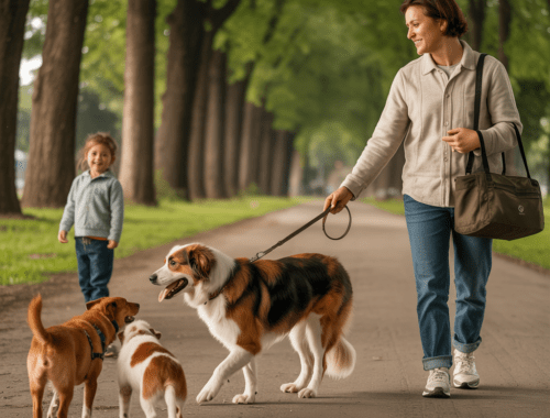 Familienhund bleibt ansprechbar trotz anderer Hunde