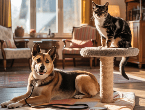 Hund und Katze erster sicherer Sichtkontakt im Haus