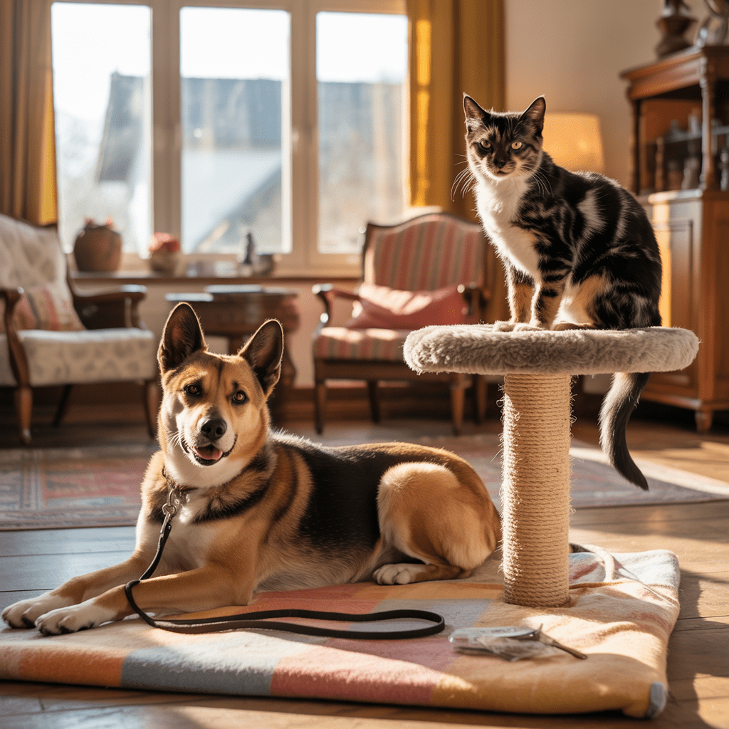Hund und Katze erster sicherer Sichtkontakt im Haus