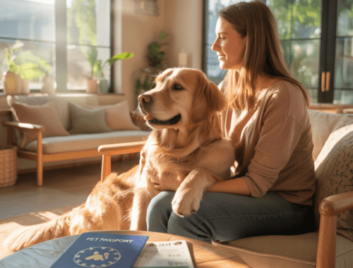 hund wartet entspannt beim tierarzt vor dem impftermin