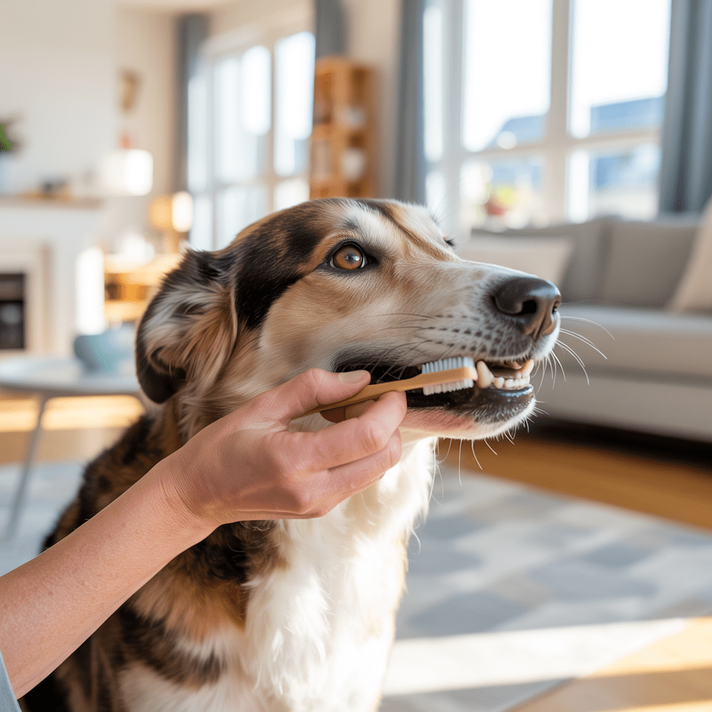 zähneputzen beim hund: ruhige übung an der seite des mauls