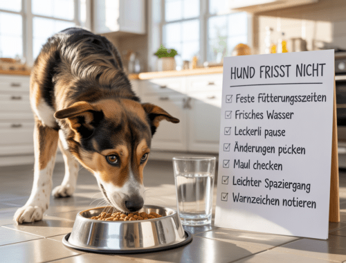 Hund frisst nicht und ignoriert den Futternapf