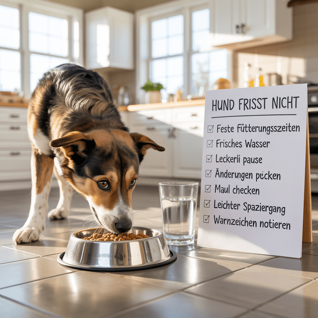 Hund frisst nicht und ignoriert den Futternapf