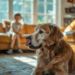 Hund leckt sich über die Nase und schaut weg – typisches Stresssignal im Alltag