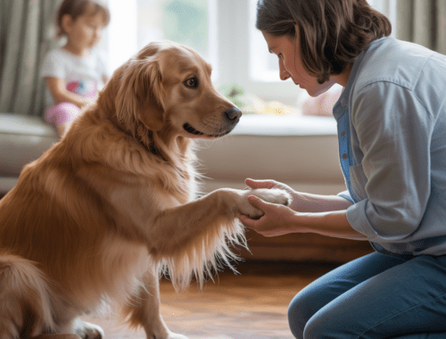 Hund humpelt und Pfote wird kontrolliert